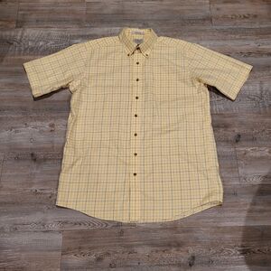 LL Bean Traditional Fit Plaid Button Up Short Sleeve Shirt Mens Size Large Tall